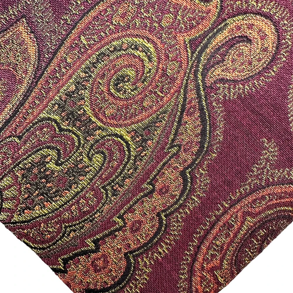 JOSEPH ABBOUD Men's Wool &‎ Silk Paisley Neck Tie • burgundy, orange, yellow